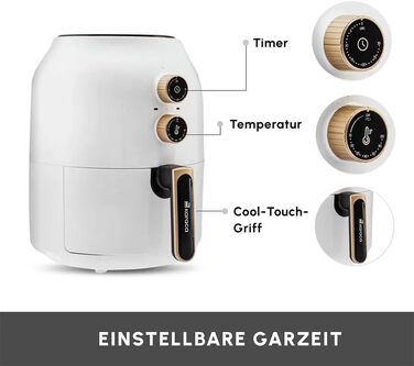 Аерофритюрниця Karaca Multifry, фритюрниця, легке очищення, енергозбереження, здорове смаження, 3,5 літра, білий 1350 Вт