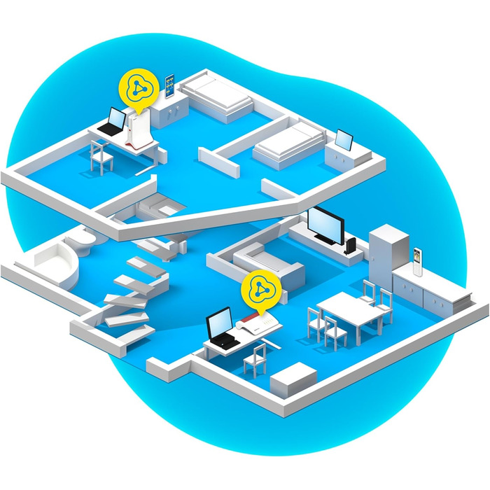 АВМ ФРІЦ Репітер 6000 (ретранслятор WiFi 6 з трьома радіоблоками 5 ГГц (2 x до 2 400 МБіт/с), 2,4 ГГц (до 1 200 Мбіт/с), 2,5 Gigabit LAN, німецькомовна версія) Одинарний