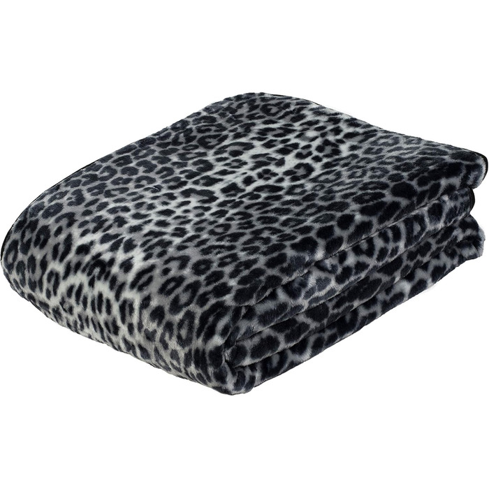 Преміальна м&39яка ковдра, відчуття кашеміру, висока щільність тканини 500 г/м, 150 x 200 см - Сніговий барс, Сріблястий