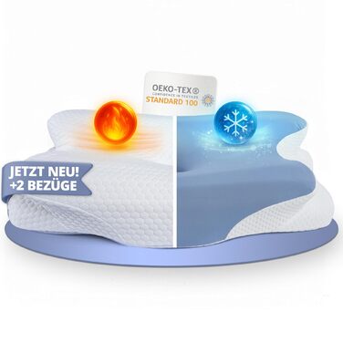 Ортопедична подушка для шиї Knoop Home & Living з піни з ефектом пам&39яті - Ергономічна подушка від болю та напруги в шиї - Ідеально підходить для сну на боці та спині - Знімний чохол