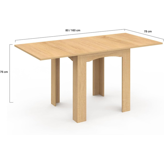 Розкладний прямокутний обідній стіл DONA, 4-8 осіб, бук, 80-160 см