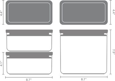 Штабелювані контейнери, набір з 2 шт. 1,5 л та 3,5 л Герметичні контейнери для зберігання із силіконовою кришкою для кухні Для сухих та вологих продуктів, цукру, борошна Світло-сірий