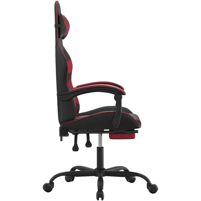 Геймерське крісло з підставкою для ніг та регульованою спинкою, функція повороту на 360 градусів, чорно-бордова штучна шкіра, включаючи подушки для голови та попереку, 36,5 x 42 см (Ш x Г)