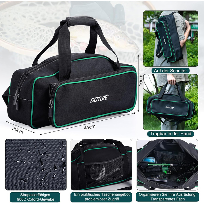 Повний рибальський набір Goture (24T Carbon), 2 телескопічні вудки з вуглецевого волокна для серфкастингу та котушка для спінінгу з 91 герметичними кульковими підшипниками, включаючи рибальські інструменти, сумку для котушки - професійна морська риболовля