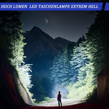 Акумуляторний світлодіодний ліхтарик JAY-PARK, 500 000 люмен, надзвичайно яскравий тактичний ліхтарик з акумулятором 5000 мАг, 5 режимів, водонепроникність IP67, швидка зарядка та зум USB-C, дальність 1600 м, для активного відпочинку на природі, полювання