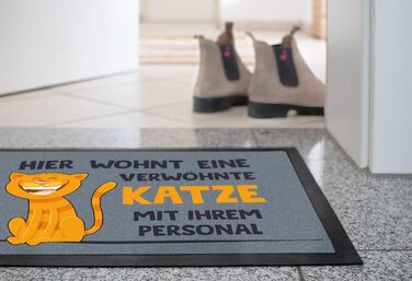 Килимок для дверей MoonWorks з написом &quotРозпещений кіт&quot, кумедний тваринний мотив, власник кота, нековзний та миється, чорний, 60x40 см