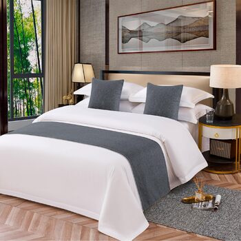 Доріжка для ліжка OSVINO, серія Однокольорова, поліестер, вінтажний декор для вітальні, темно-сірий 180 x 48 см для ліжка 180 см, темно-сірий 180 x 50 см для ліжка 120 см