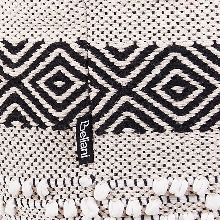 Кремово-білий пуф, 50 x 50 см, бавовна в стилі бохо, ретро декоративні елементи, Канам