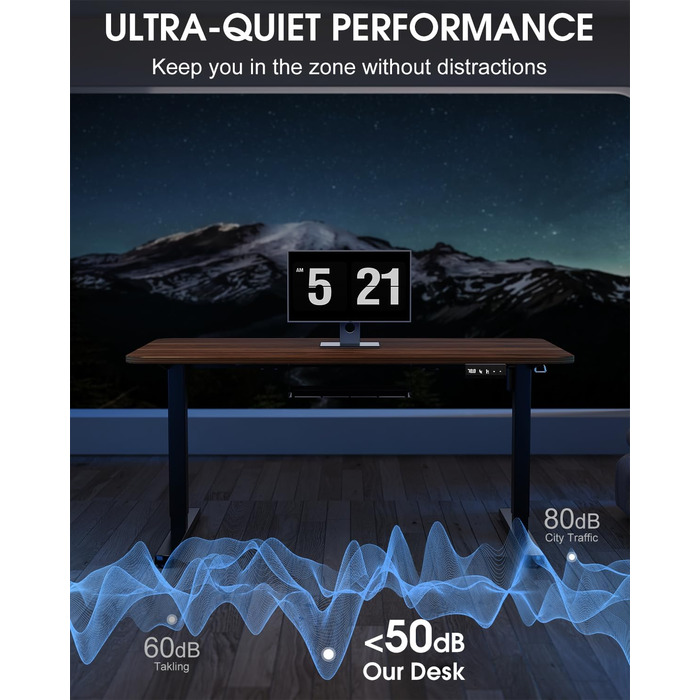 Каркас столу з регулюванням висоти та кабельним лотком, електрично регульований по висоті каркас столу з потужним двигуном, контролером пам&39яті та функцією захисту від зіткнень (чорний)