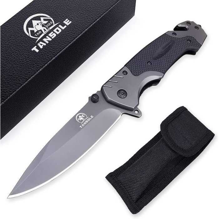 Кишеньковий ніж TANSOLE одноручний ніж з нержавіючої сталі 7Cr17Mov та рукояткою G10 для виживання на природі, кемпінгу та полюван
