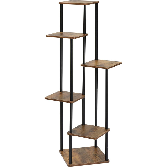 Рівнева підставка для рослин, підставка для квітів, металевий та дерев&39яний квітковий табурет, квіткові драбини, полиця для квітів, підставка для квіткових горщиків, підставка для рослин для балкону, саду, вітальні, чорна (чорна, 6 рівнів) чорна 6 рівні