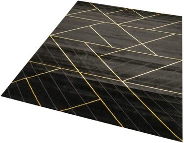 Килим для вітальні сучасний килим геометричний візерунок чорне золото розмір 240 x 340 см