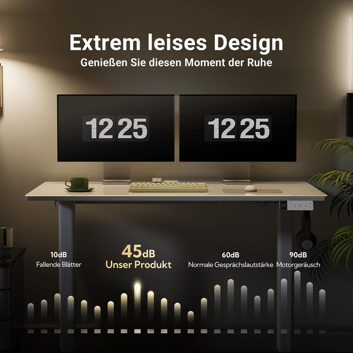 Стіл Claiks з регульованою висотою та скляною стільницею 120 x 60 см, електрично регульований, меблі для домашнього офісу, комп&39ютерний стіл, сучасний обідній стіл, стабільність та дизайн 120 x 60 см, супер білий