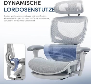 Ергономічне офісне крісло преміум-класу COLAMY з висувною підставкою для ніг регульований