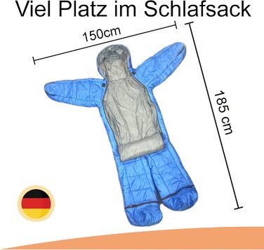 Портативний спальний мішок з ручками та ногами, підходить для використання в приміщенні та на вулиці, водовідштовхувальний для активного відпочинку, із застібками-блискавками для рук та ніг, для кемпінгу та підготовки.