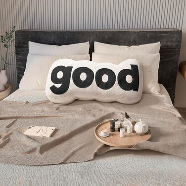 Подушка для спинки Johnear Good Alphabet, плюшева подушка з літерами, подушка для спинки ліжка, подушка для читання, подушка для спинки ліжка, ідеально підходить для читання, перегляду телевізора, відпочинку або як підтримка спини (біла)