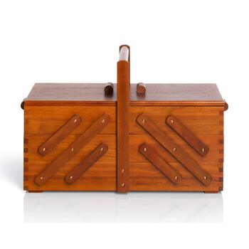 Шкатулка для шиття Prym 612551 з темного дерева, L високоякісна дерев&39яна шкатулка з системою гармошка, ідеально підходить для зберігання швейного приладдя, котушок ниток, голок та аксесуарів. Темне дерево. Д 45 см x 28 см x 23 см