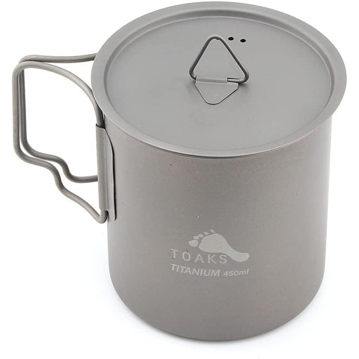 Титанова кемпінгова чашка-миска TOAKS (375 мл, 450 мл, 550 мл, 650 мл, 750 мл, 800 мл, 900 мл) (450 мл з кришкою CUP-450-C)