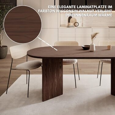 Овальний обідній стіл Selsey OVO, 90 x 204 см Обідній стіл, Кухонний стіл, Горіх Вісконсин