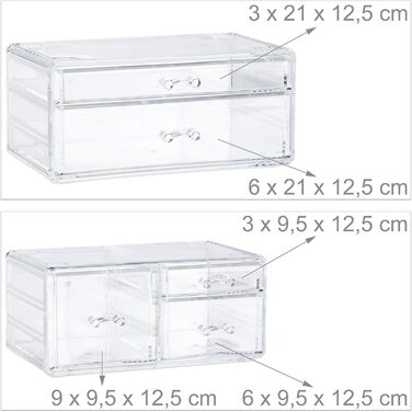 Органайзер для макіяжу Relaxdays з 21 відділенням, косметична вежа для помади, лаку для нігтів, акрилова косметична коробка, прозора