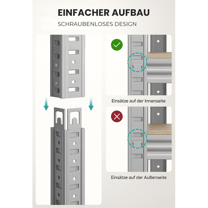 Надміцний стелаж KARAT XXL, оцинкований 200 x 180 x 60 см, стелажі для гаража, підвалу та майстерні - безболтові стелажі, широкопрохідні стелажі, підвальні стелажі, стелажі для майстерні (TitanRack Big)