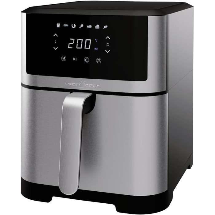 Аерофритюрниця ProfiCook 8 л Безмасляне приготування Airfryer з 7 програмами XXL-модель з мінімумом диму та запахів PC-FR 1269 H, нержавіюча сталь *Модель 2024*