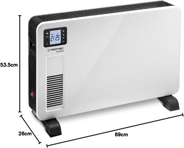 Електричний радіатор TROTEC TCH 2310 E - Теплова потужність 1000 Вт / 1300 Вт / 2300 Вт - Мобільний конвектор, білий 2 300 Вт Біли