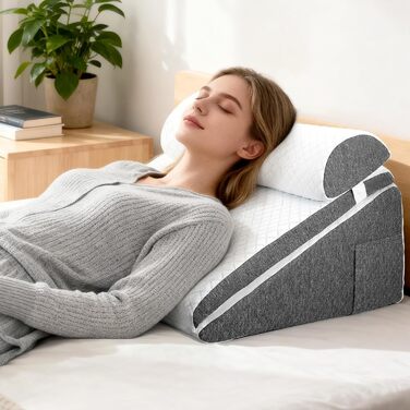 Регульована клиноподібна подушка, подушка для читання для ліжка та дивана, ергономічна подушка для спини з піною з ефектом пам&39яті для підтримки спини під час відпочинку, гри, читання або перегляду телевізора