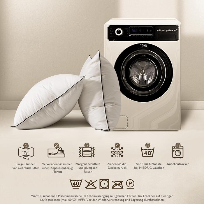 Пухова подушка BPC Down Pillow 40x80, 2 шт., розкішна серцевина з пера та пуху, оточена поліестером та 100 органічною бавовняною тканиною, м&39яка подушка для сну середнього розміру, подушка 40x80 см (2 шт.), біла