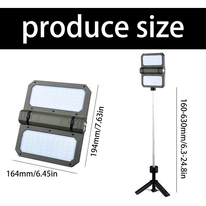 Портативний телескопічний кемпінговий ліхтар з регульованою підставкою та вбудованим блоком живлення для активного відпочинку на свіжому повітрі