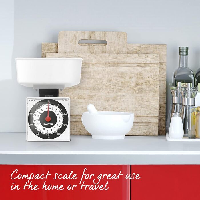 Механічні кухонні ваги Salter 022 WHDR - аналогові ваги зі шкалою, максимум 500 г, вимірювання з точністю до 5 г для точного порці