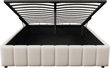 М&39яке ліжко 140x200, двоспальне ліжко з місцем для зберігання та рейковим каркасом, без узголів&39я, каркас ліжка з гідравлічною шухлядою для зберігання, гідравлічне ліжко, ліжка з місцем для зберігання, каркас ліжка, дитяче ліжко, лляне, без матраца, б