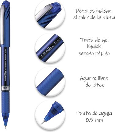 Рідкий гель-ролик Pentel BLN25-CX Energel Plus, кінчик голки 0,25 мм хід, 12 шт. , синій