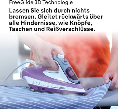 Парова праска Braun TexStyle 5 SI 5037 VI - праска з підошвою Freeglide 3D, вертикальна подача пари, 2700 Вт, паровий удар 200 г /