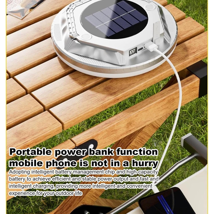 Портативний ліхтар, сонячна лампа для намету 1600 люмен, водонепроникна лампа для намету, для використання на вулиці, у саду, на подвір&39ї, на патіо, на балконі, для походів, для бекпекінгу, сріблястий