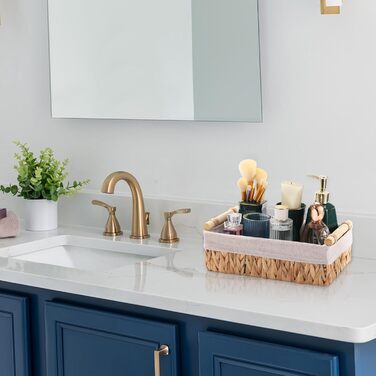 Плетені кошики для зберігання з ручками, комплект кошиків для ванної кімнати з 2 предметів з ротанга, плетені кошики з полицями ручної роботи, кошик для зберігання рушників та туалетного паперу, водяний гіацинт