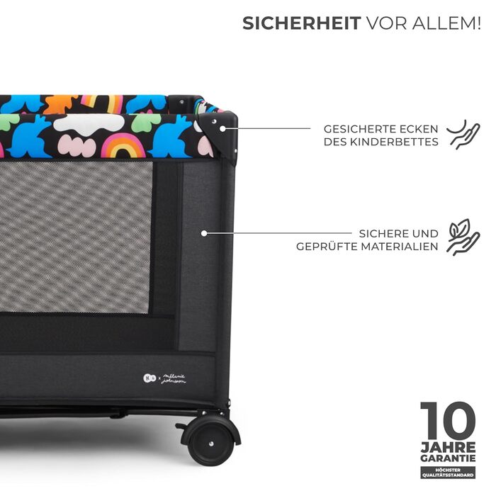 Дитяче ліжко Kinderkraft Joy 2, дорожнє ліжечко 2-в-1, дитячі ліжка, дитяче ліжко, дорожнє ліжечко, сучасний дизайн, малі розміри у складеному вигляді, колеса, Happy Shapes
