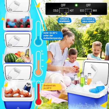 Л ОХОЛОДЖУЄ І ЗІГРІВУЄ Морозильна камера з термоелектричним приводом Підключення 12В і 230В для автокемпінгу та розетки Міні-холод