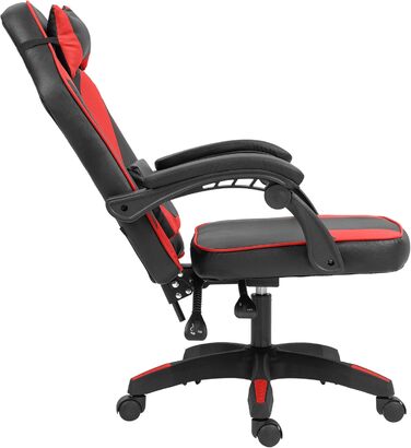 Офісне крісло CLP Orkney Ергономічне ігрове крісло з оббивкою зі штучної шкіри Робоче крісло з регульованою спинкою та підголівником, колір чорний/червоний