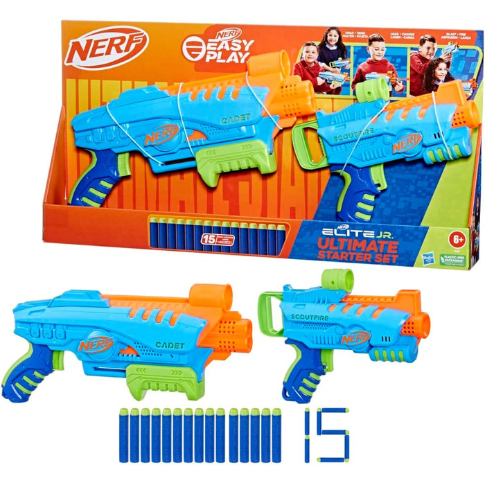 Стартовий набір, 2 бластери Easy-Play, 15 дротиків Nerf Elite, іграшка для дітей віком від 6 років і старше Маленький