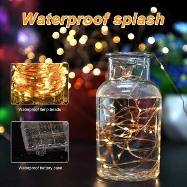 Світлодіодні казкові вогні Vicloon мідний дріт, 2 шт. и 10м 100 світлодіодних батарейних казкових вогнів з пультом дистанційного к