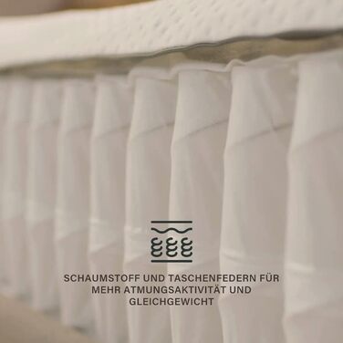 Матрац Emma Original Lite 90x200 см 22 см Гібридний матрац з 3-зонною пружинною серцевиною Pocket Spring та холодною піною Дихаючий матрац з охолоджувальним чохлом для спокійного сну 90 x 200 см Lite Надзвичайно дихаючий чохол