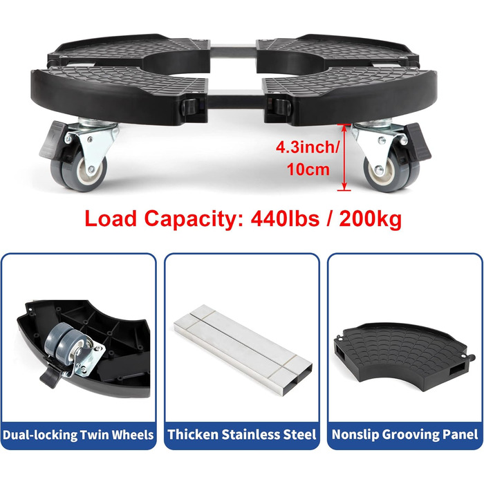 Рослинний валик круглий Ø 40-54см вантажопідйомність 200 кг, рослинний валик на відкритому повітрі з колесами, що обертаються на 3