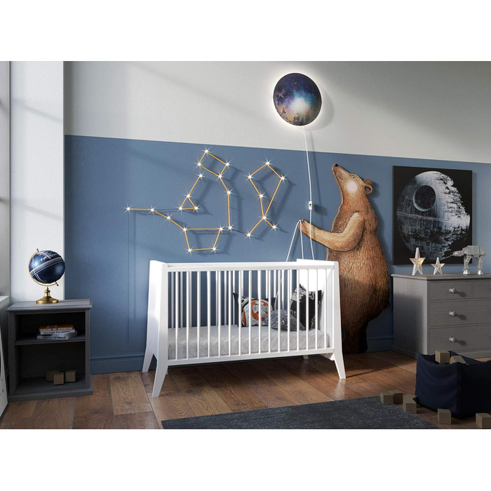 Дитяче ліжечко/спальне місце Love For Sleep 120x60 см із захисним бар&39єром, трансформоване, дитяче ліжко White Mercury, дерев&39яне дитяче ліжко - Дитяче ліжко, Дитяче ліжко, Росте разом з вашою дитиною, Ліжечко