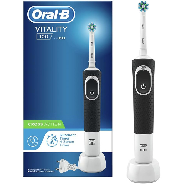 Електрична зубна щітка Oral-B Vitality 100 ротаційна/осцилююча, чорна, ука (1 упаковка) (стара) чорна одинарна