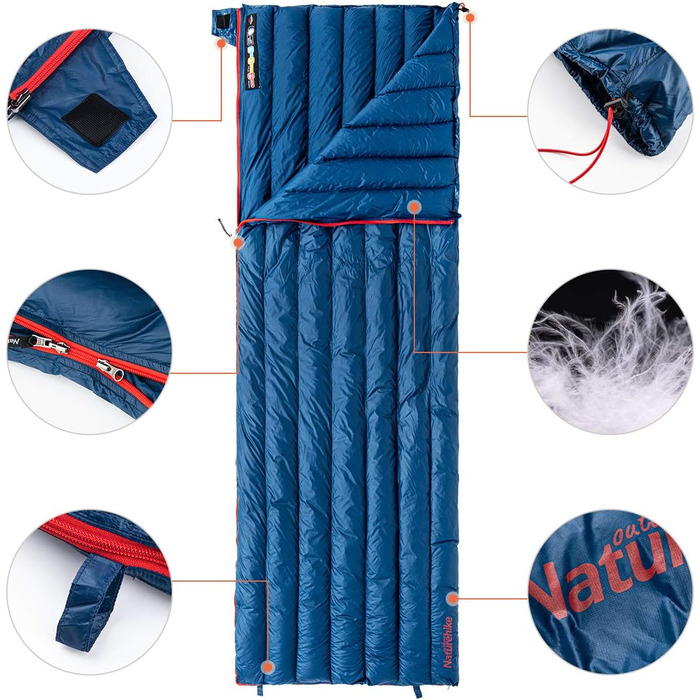 Зимові спальні мішки Naturehike White Ultralight Goose Down Rectangular Limit 2 (темно-сині)