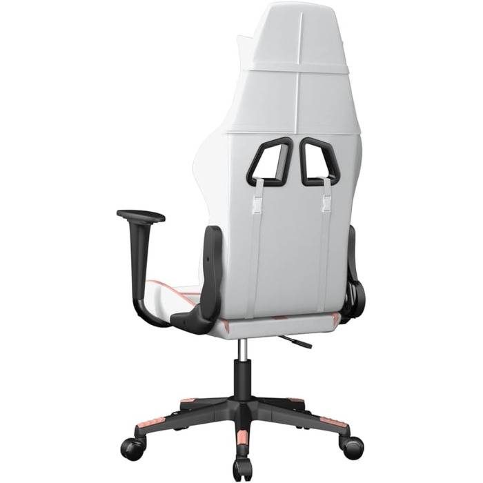 Геймерське крісло, біло-рожева штучна шкіра, обертове, регульоване, ергономічне для комфорту в офісі та під час гри, без підставки для ніг, біло-рожеве