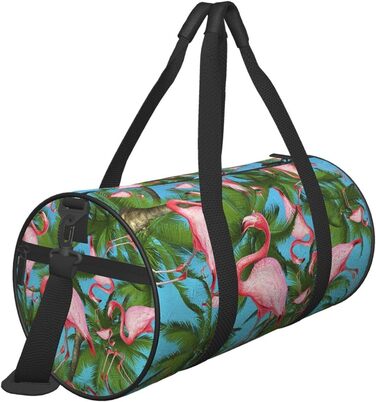 Дорожня сумка з тропічним дизайном (фламінго, пальми) для фітнесу, спорту, велика сумка для подорожей, на нічліг та на вихідні для жінок та чоловіків
