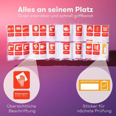 Автомобільна аптечка PURAHELP відповідно до чинного стандарту 2024 DIN 13164 (відповідає StVO) - Вкл. реанімаційну тканину, 2 смуж