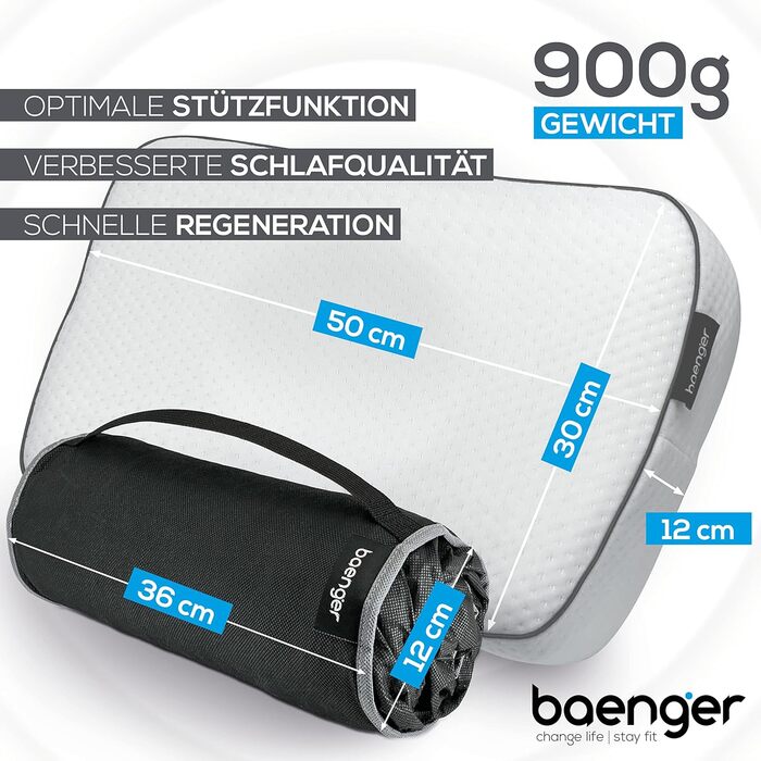 Комплект подушок 50x30 см (Oeko-Tex), ортопедична подушка з високотехнологічної піни з ефектом пам&39яті з додатковим чохлом, ергономічна подушка для шиї з дорожньою сумкою, подушка для сну на боці, подушка для підтримки шиї